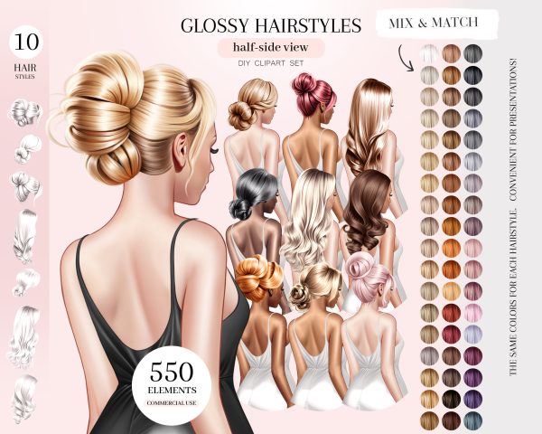 Glossy Female Hairstyles Clipart