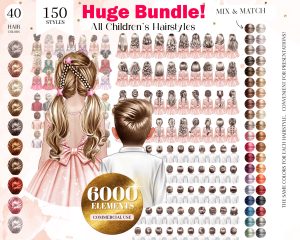 Children’s Hairstyles Clipart Bundle