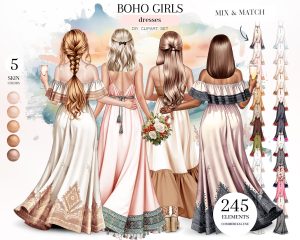 Boho Girls Clipart