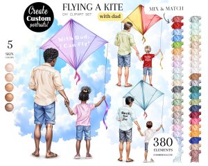 Flying a Kite Clipart