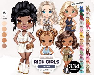 Chibi Rich Girls Clipart