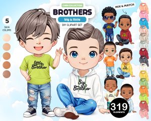 Chibi Brothers Clipart