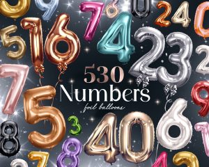 Foil Numbers Balloons Clipart