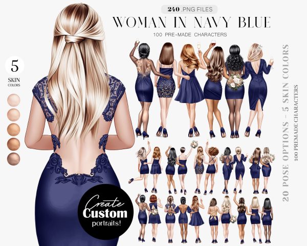 Woman in Navy Blue Clipart