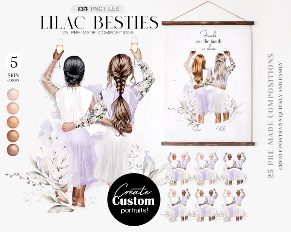 Lilac Besties Clipart
