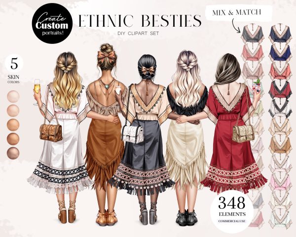 Ethnic Besties Clipart