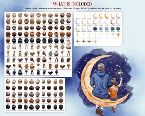 Moon with Dad Clipart - Image 4