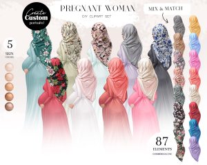 Pregnant Muslim Woman Clipart