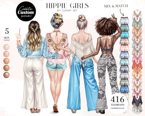 Hippie Girls Clipart