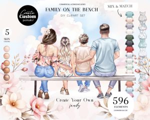 Family on the Bench Clipart