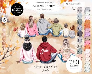 Autumn Sitting Family Clipart