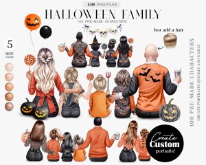 Pre-made Halloween Family Clipart