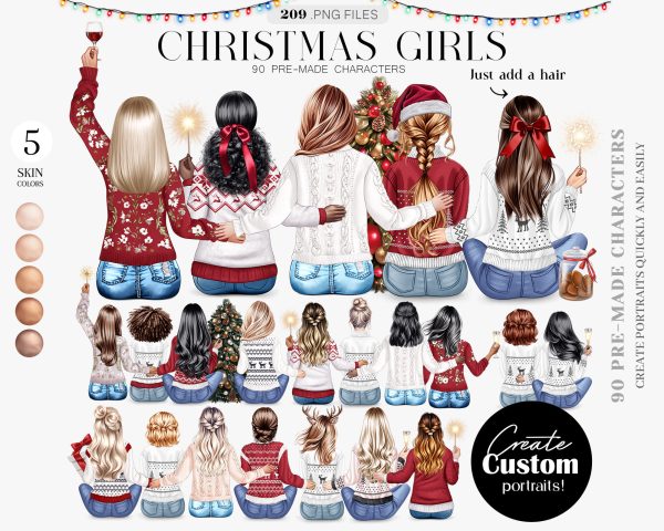 Pre-made Christmas Girls Clipart