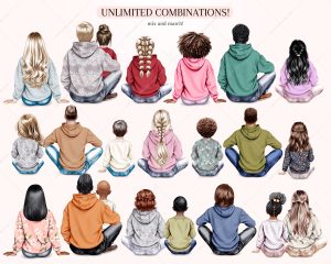 Autumn Sitting Family Clipart - Image 6