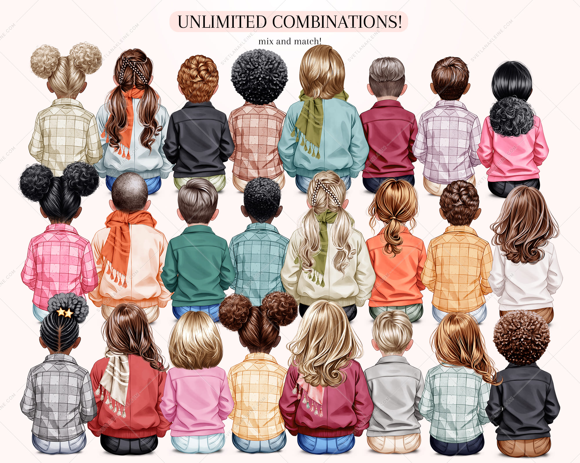 Autumn Kids Clipart | DIY Portrait Creator Set Autumn Kids Clipart | DIY Portrait Creator Set - Image 4