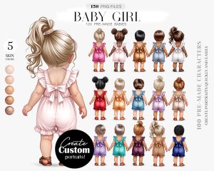 Baby Girl Premade Clipart Set Baby Girl Premade Clipart Set