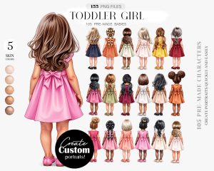 Toddler Girl Premade Clipart Set Toddler Girl Premade Clipart Set