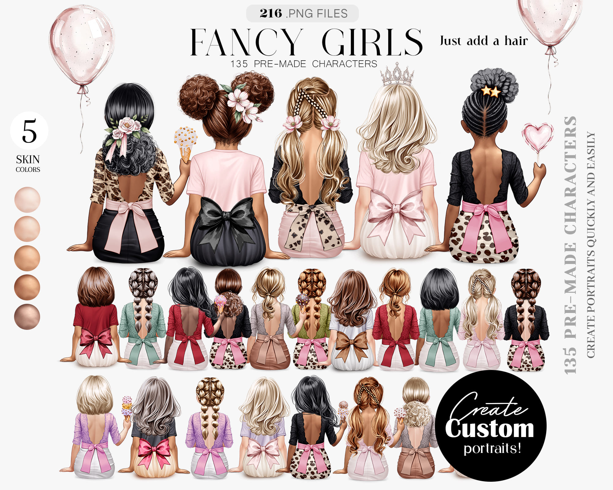 Fancy Girls Premade Clipart Set Fancy Girls Premade Clipart Set