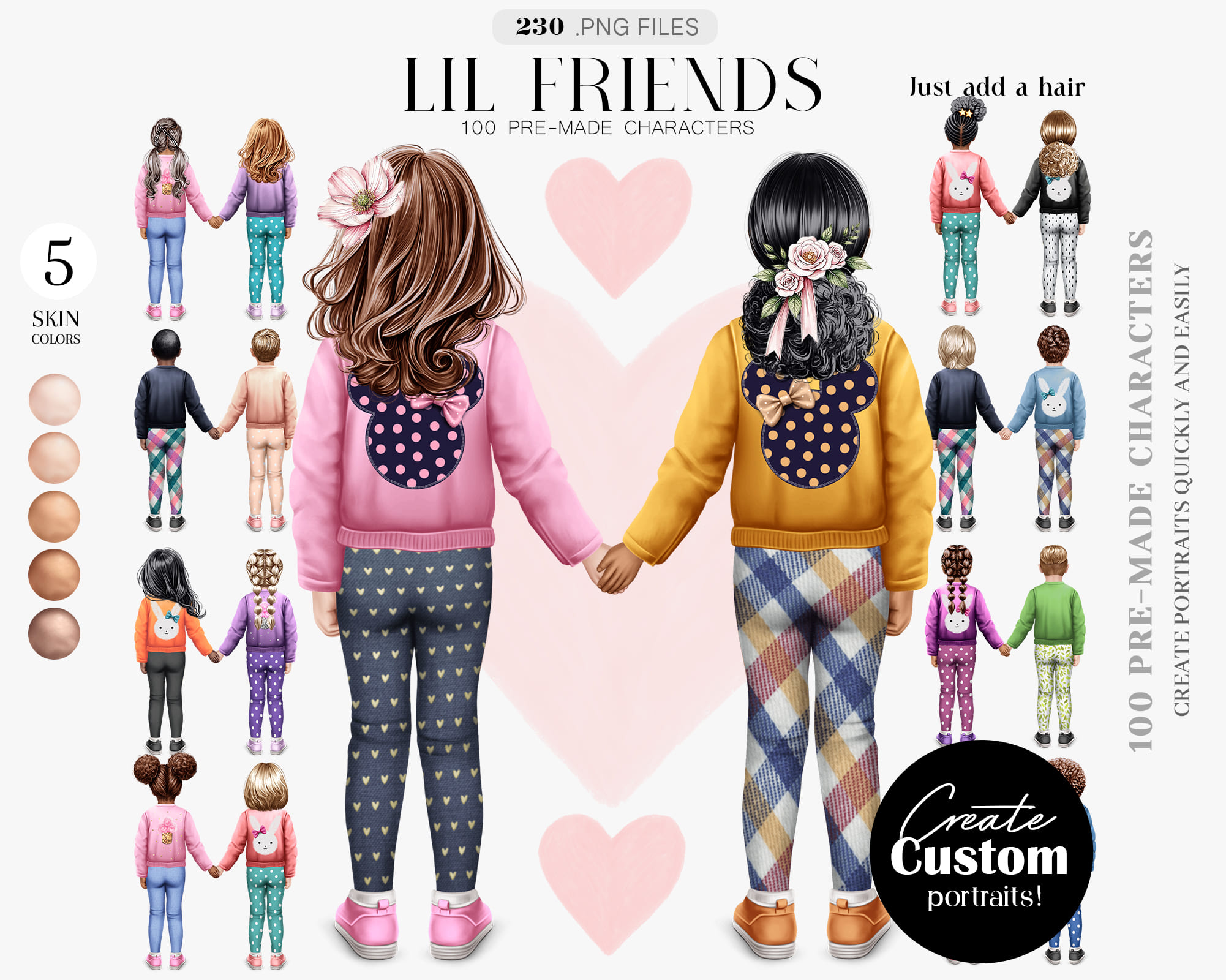 Lil Friends Premade Clipart Set Lil Friends Premade Clipart Set