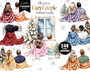 Christmas Cozy Couple Portrait Creator Christmas Cozy Couple Portrait Creator