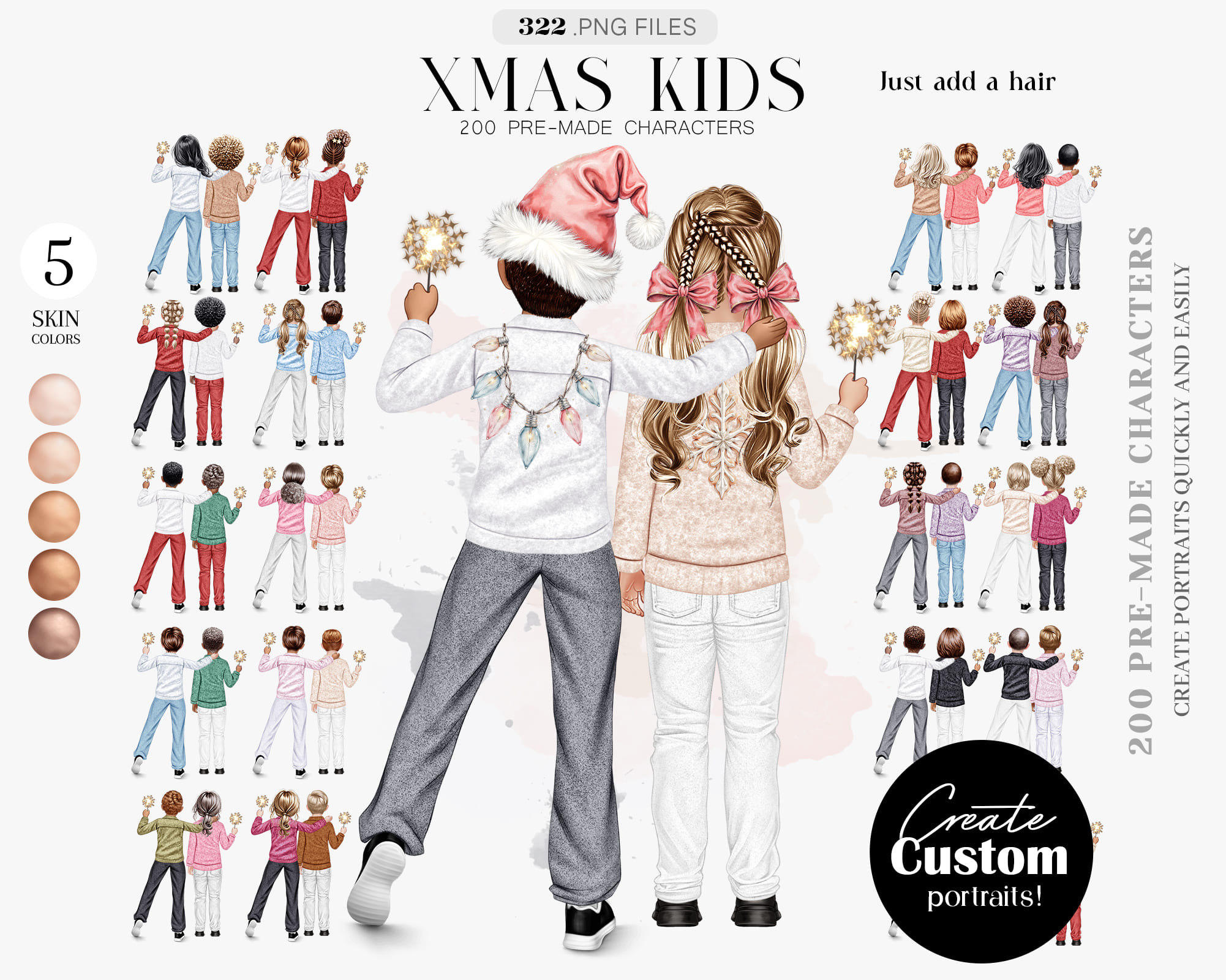 Xmas Kids Premade Clipart Characters Xmas Kids Premade Clipart Characters