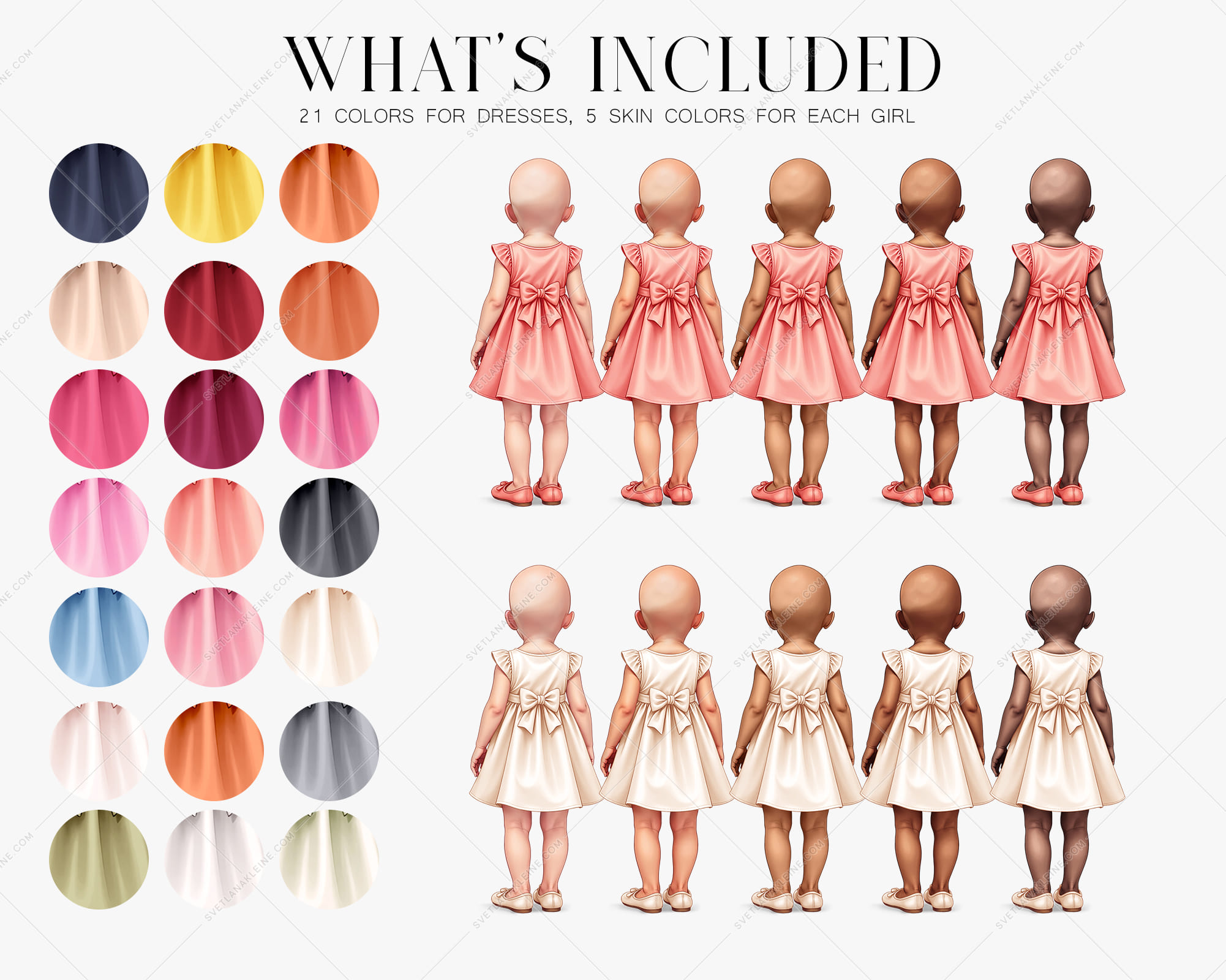 Toddler Girl Premade Clipart Set Toddler Girl Premade Clipart Set - Image 2