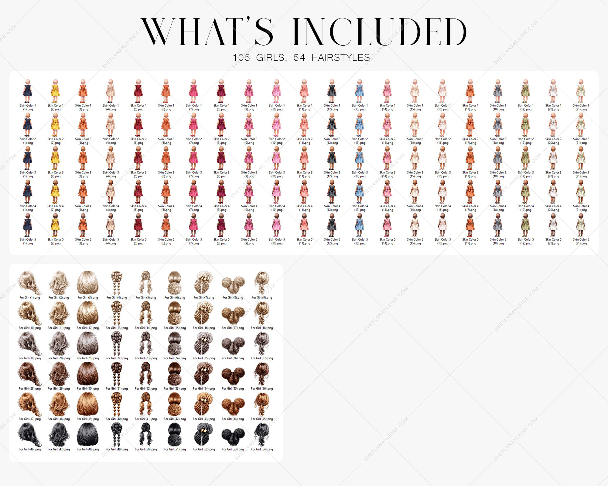 Toddler Girl Premade Clipart Set Toddler Girl Premade Clipart Set - Image 3