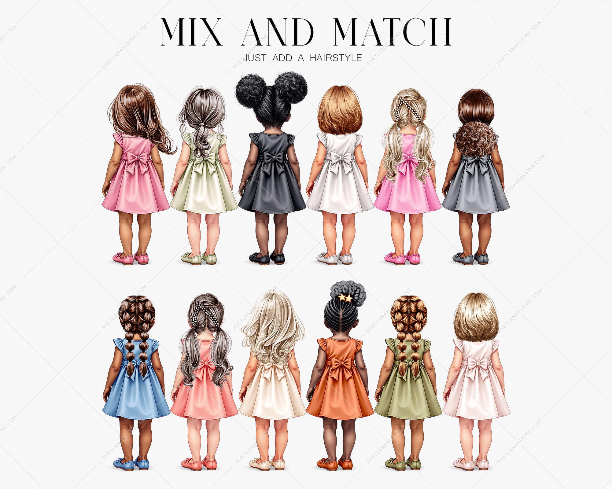 Toddler Girl Premade Clipart Set Toddler Girl Premade Clipart Set - Image 4