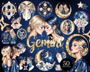 Gemini Zodiac Clipart Set Gemini Zodiac Clipart Set