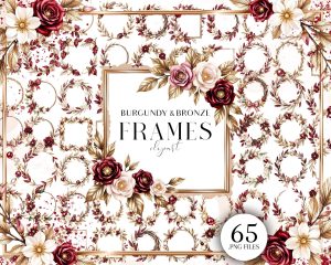 Burgundy and Bronze Frames Clipart