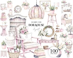 Shabby Chic Dollhouse Clipart Set Shabby Chic Dollhouse Clipart Set