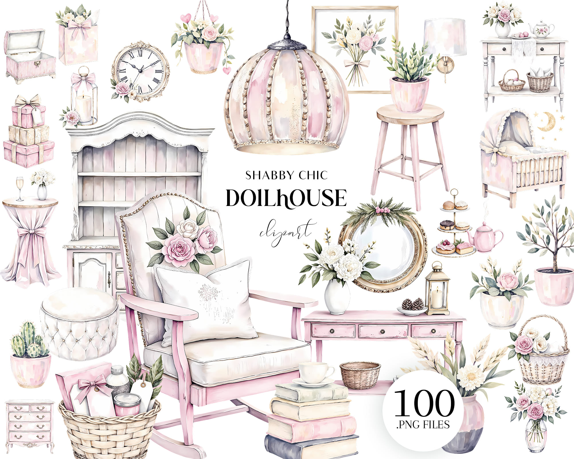 Shabby Chic Dollhouse Clipart Set Shabby Chic Dollhouse Clipart Set