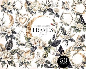 Sacred Geometric Floral Frames PNG