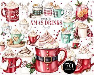 Christmas Drinks Clipart Set
