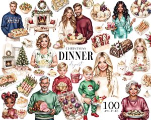 Christmas Dinner Clipart Set