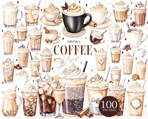 Coffee Drinks Clipart Set