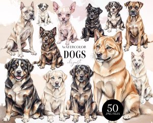 Realistic Dog Clipart Set Realistic Dog Clipart Set