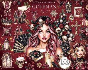 Gothic Christmas Clipart, Gothmas