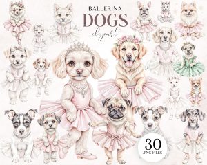 Ballerina Dogs Clipart