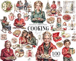 Festive Christmas Cooking Clipart