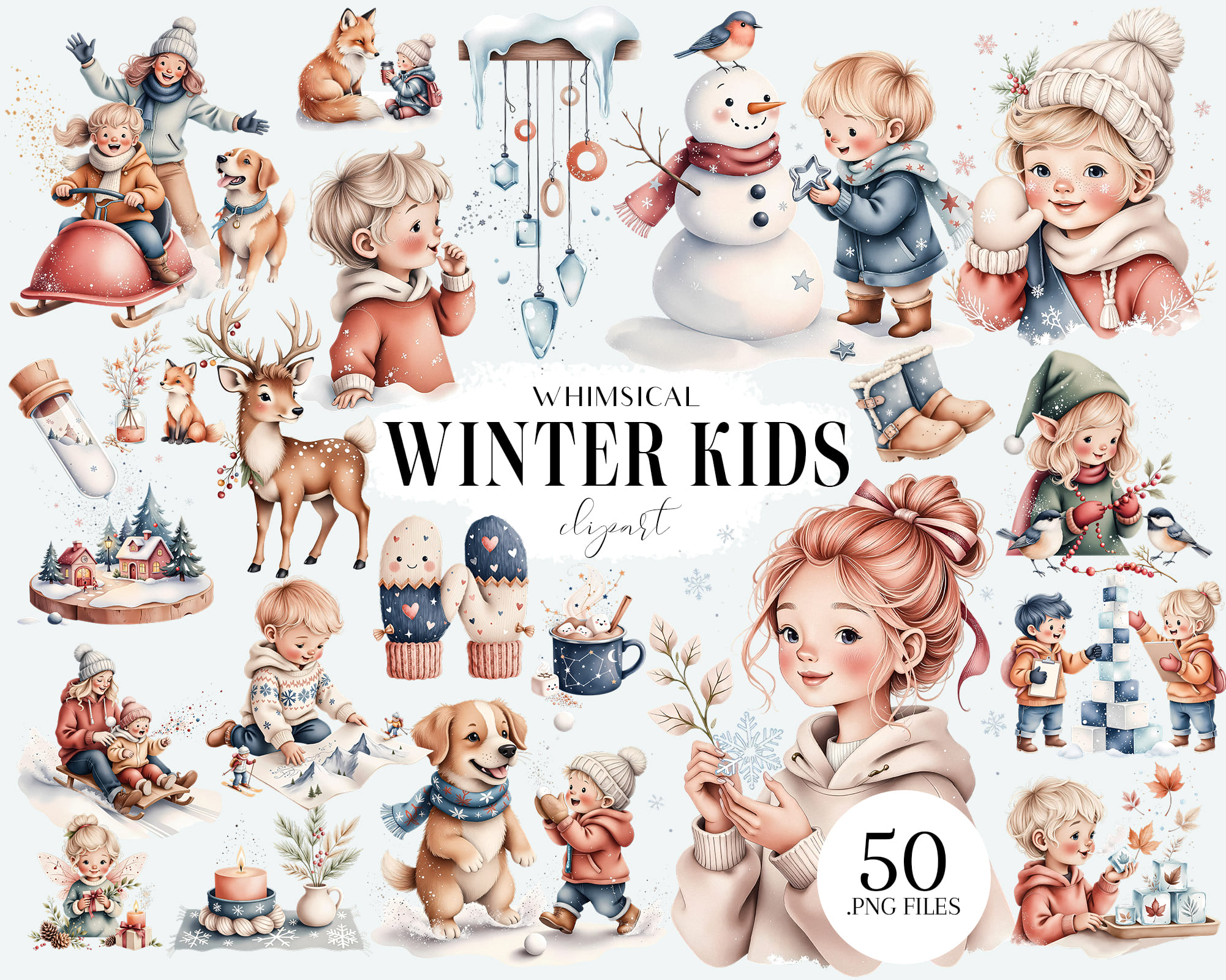 Whimsical Winter Kids Clipart Whimsical Winter Kids Clipart