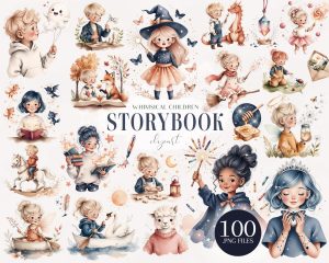 Whimsical Storybook Kids Clipart