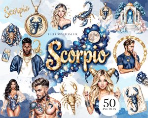 Scorpio Zodiac Clipart Set