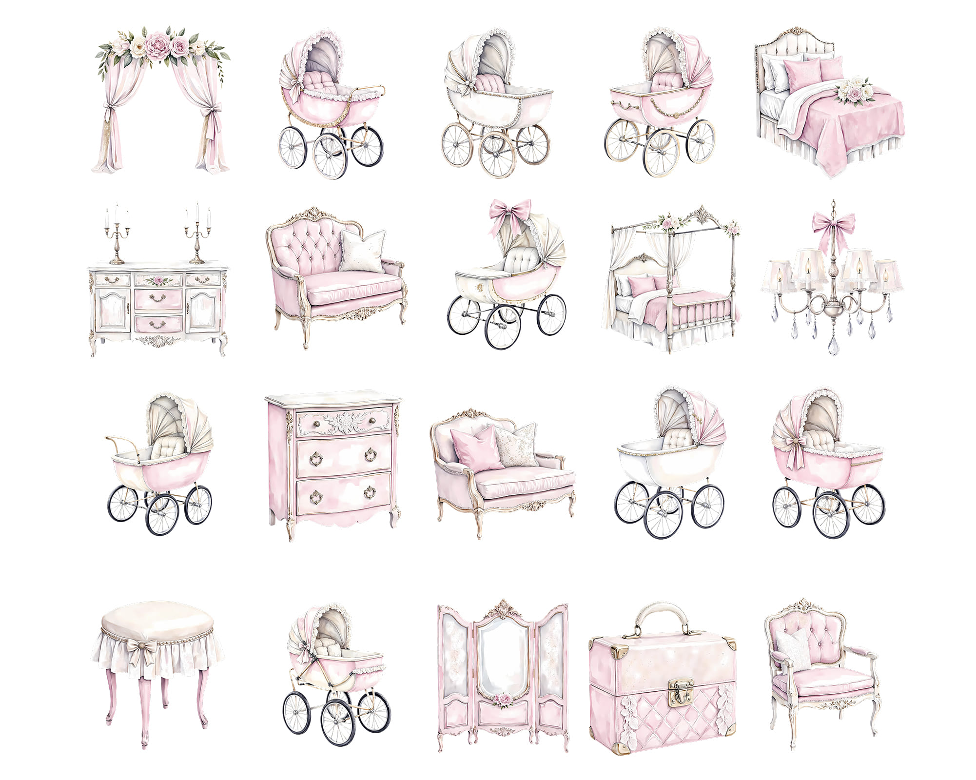Vintage Bedroom Clipart Vintage Bedroom Clipart - Image 2