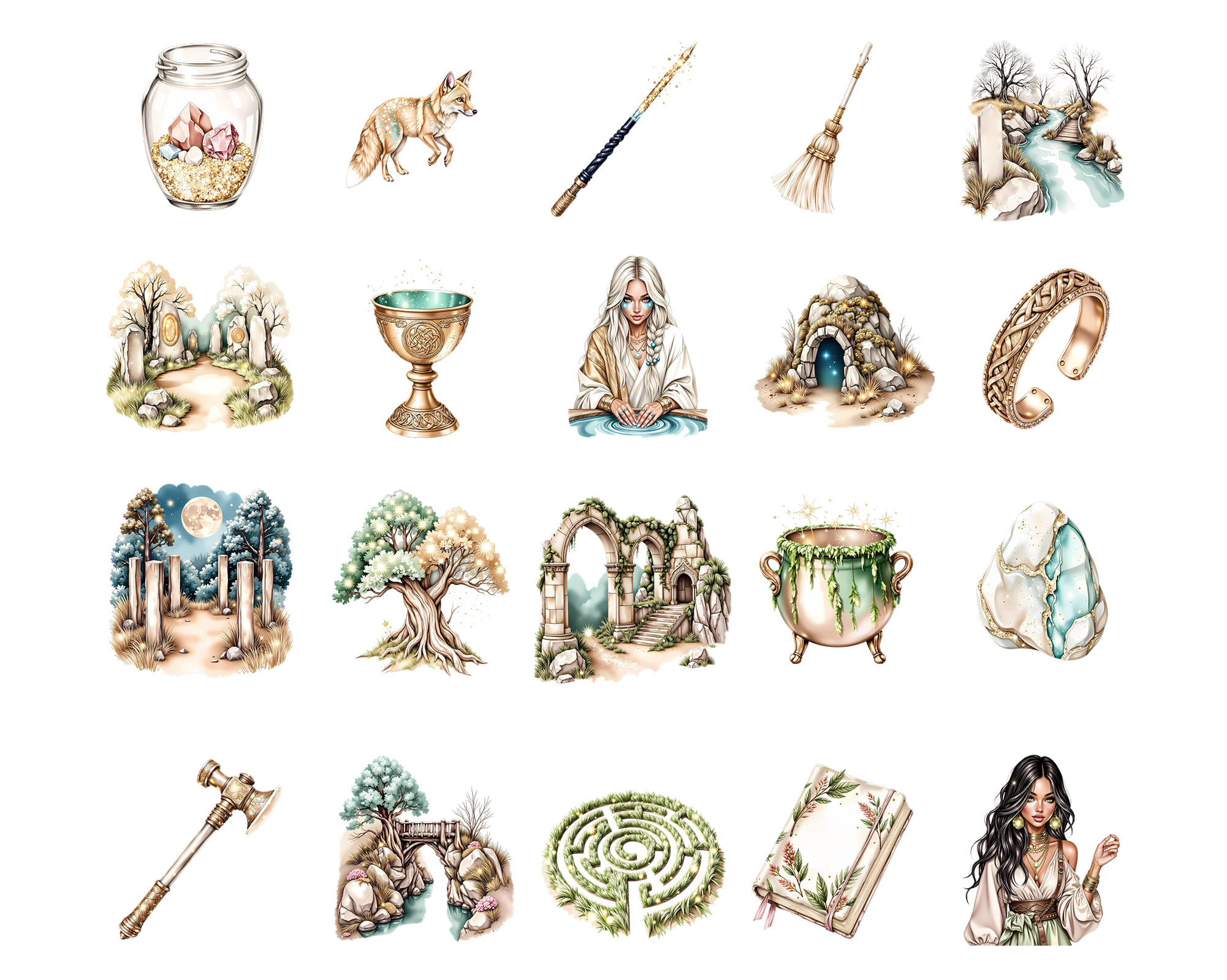 Celtic Witches Clipart Set Celtic Witches Clipart Set - Image 2