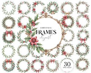 Vintage Christmas Frames Clipart