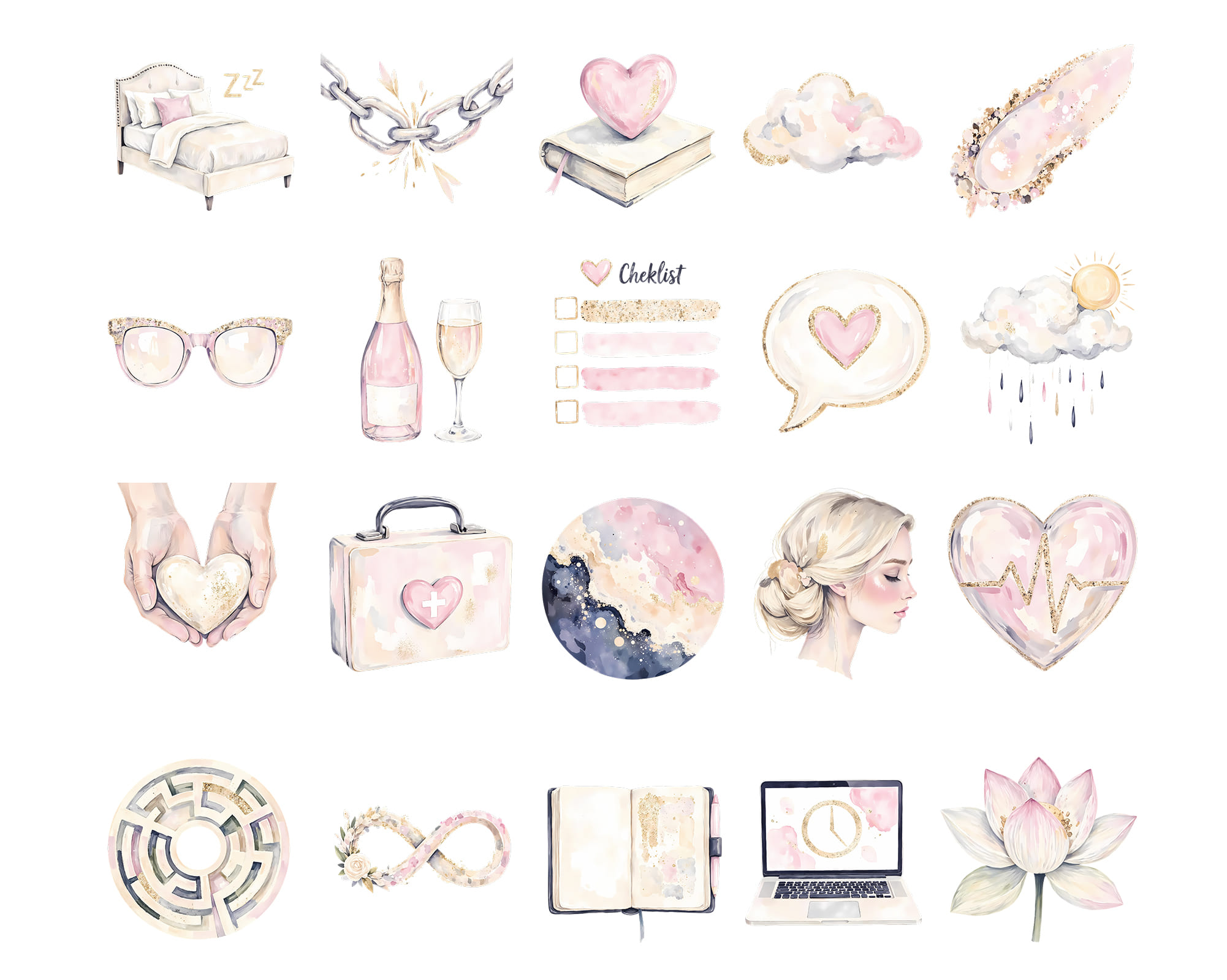 Watercolor Mental Health Clipart Watercolor Mental Health Clipart - Image 2