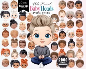 Baby Heads Clipart, Chibi Portrait Creator, Kids Faces PNG Baby Heads Clipart, Chibi Portrait Creator, Kids Faces PNG