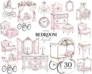 Vintage Bedroom Clipart Vintage Bedroom Clipart