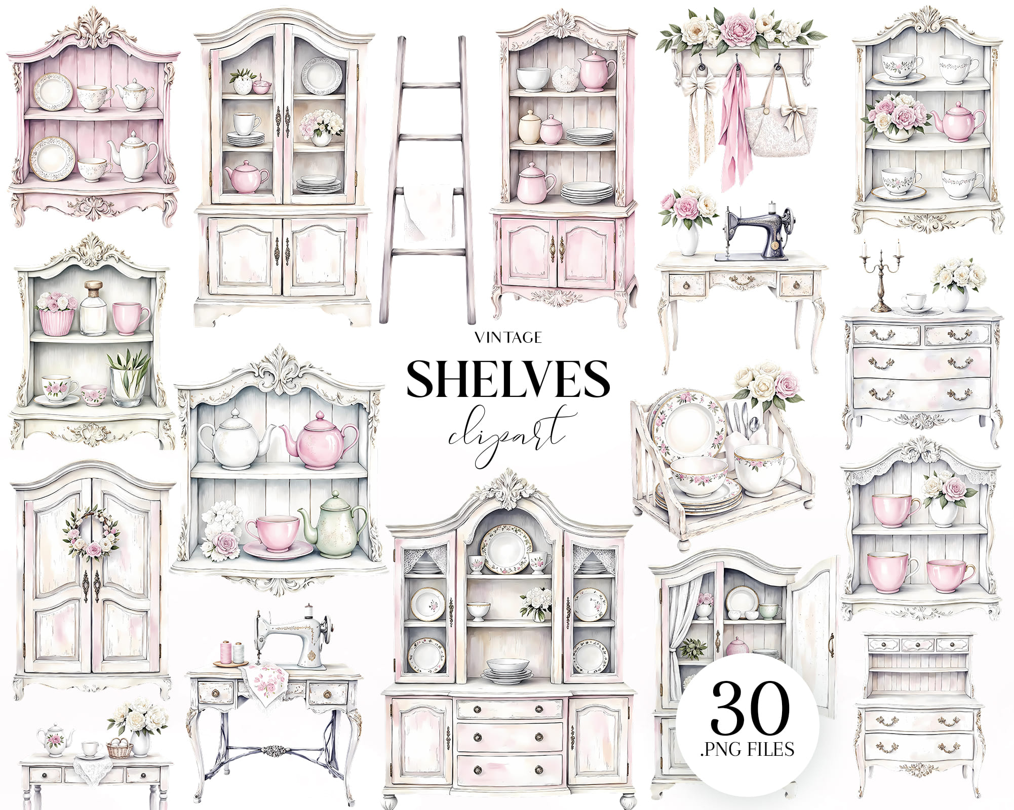 Vintage Shelves Clipart Vintage Shelves Clipart